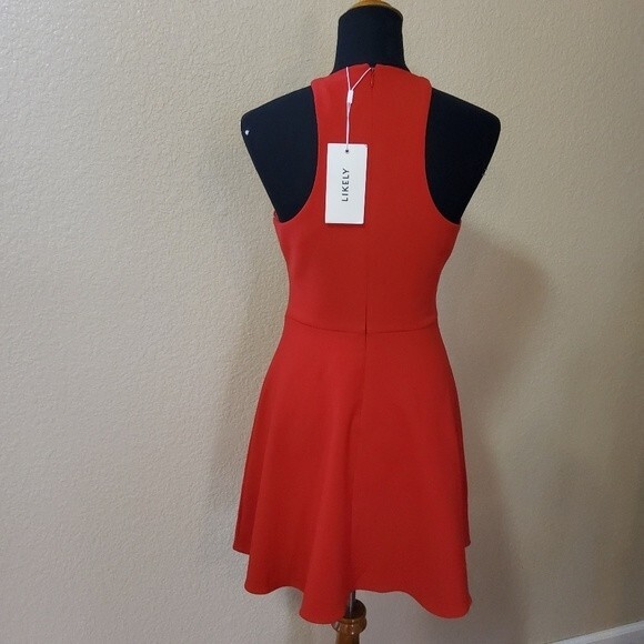 Likely Fit & Flare Sleeveless Mini Dress Size 8 Red - Picture 4 of 7